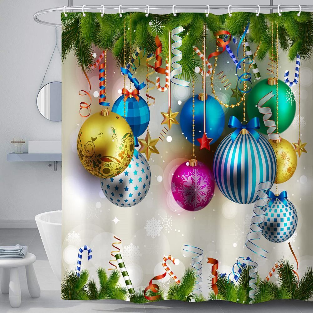 Gray and White Snowflake Print Shower Curtain