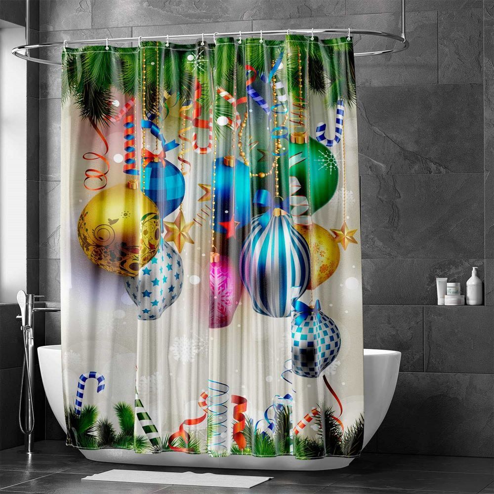Gray and White Snowflake Print Shower Curtain