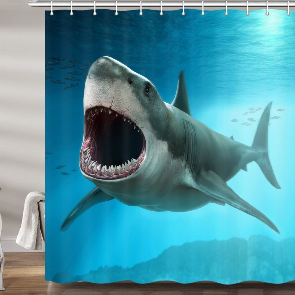 Great White Shark Bathroom Curtain - Image 2