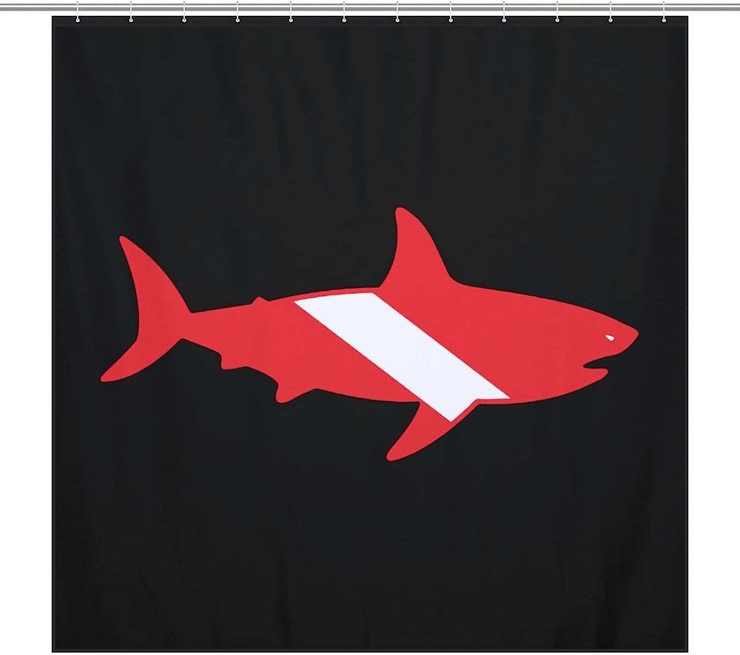 Great White Shark Diving Fabric Shower Curtain For Bathroom Hotel
