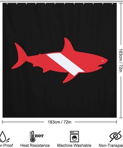 Great White Shark Diving Fabric Shower Curtain For Bathroom Hotel