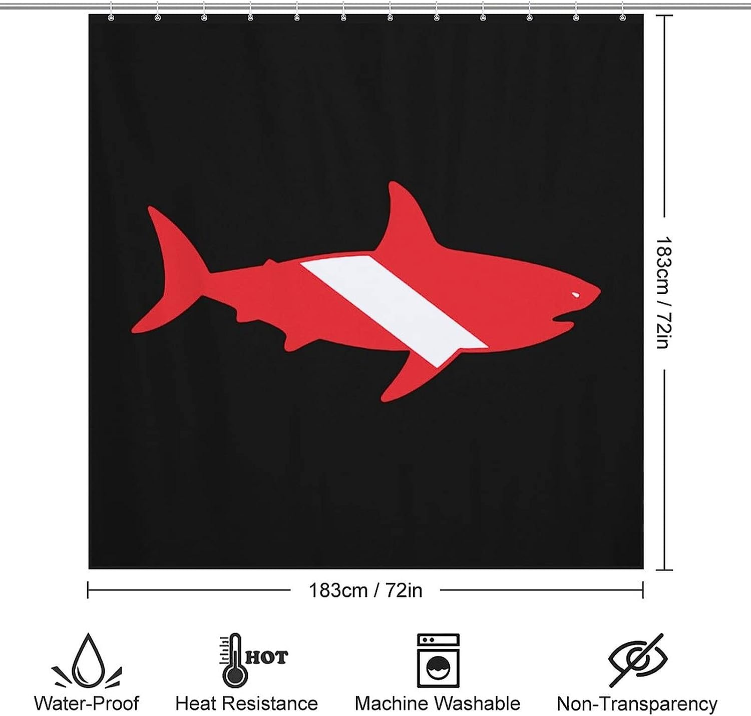 Great White Shark Diving Fabric Shower Curtain For Bathroom Hotel