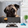 Greedy Pug Shower Curtain - Funny Dog Cookie Bathroom Decor