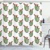 Green And Orange Cacti Spikes And Red Flowers Mexican Hot Desert Vintage Image Art Shower Curtain