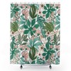 Green And Pink Leaves And Flowers Shower Curtain For Plant Lady Bathroom