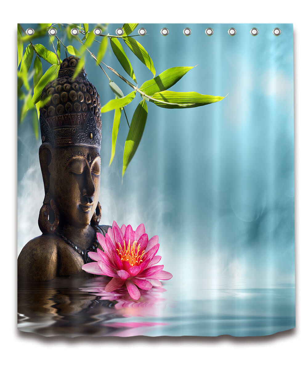 Green Bamboo Leaves Print Shower Curtain - Image 2
