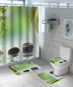 Green Bamboo Leaves Shower Curtain