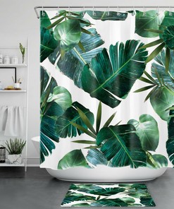 Green Banana Leaf Tropical Shower Curtain 