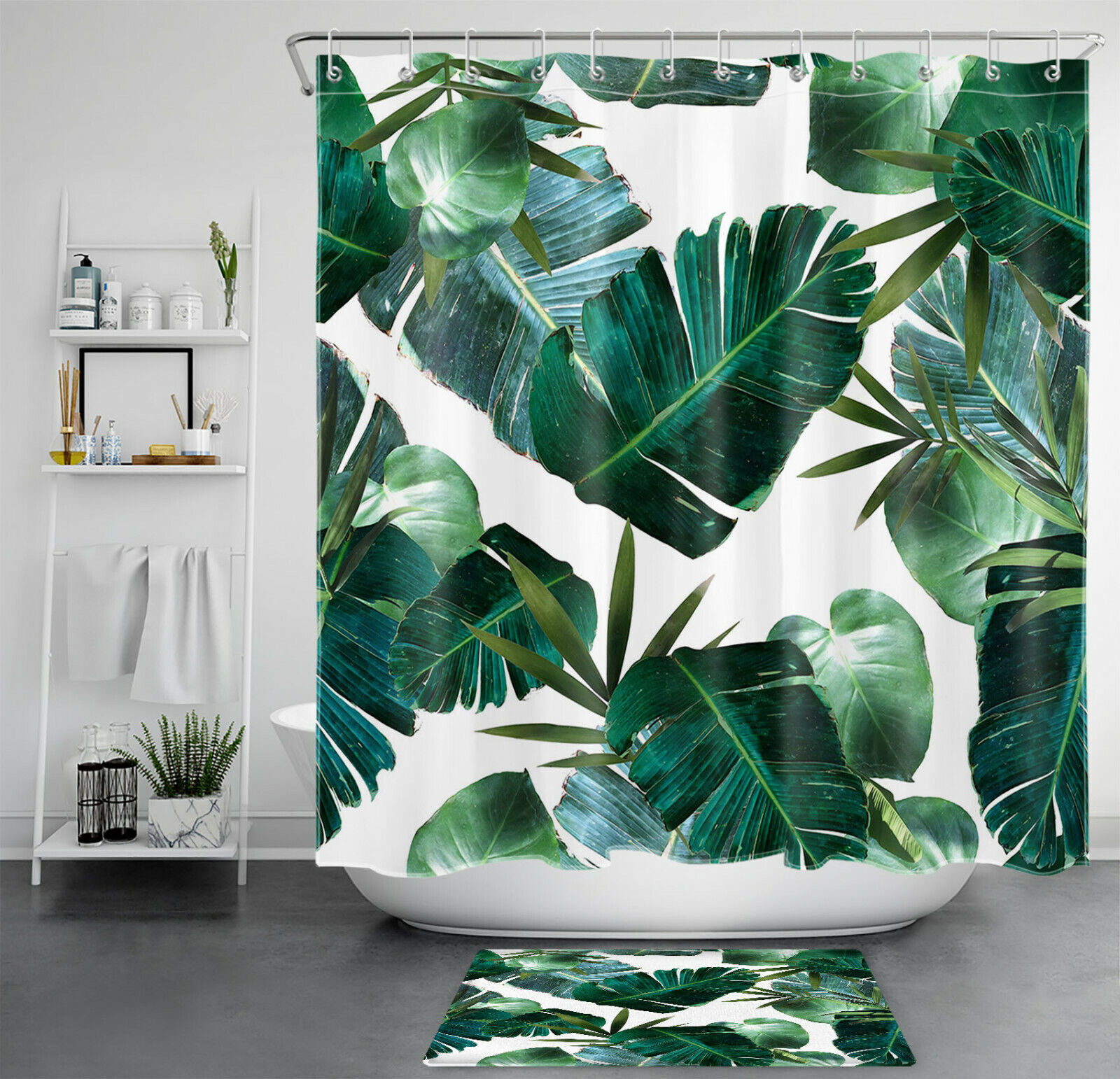 Green Banana Leaf Tropical Shower Curtain