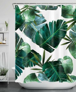 Green Banana Leaf Tropical Shower Curtain