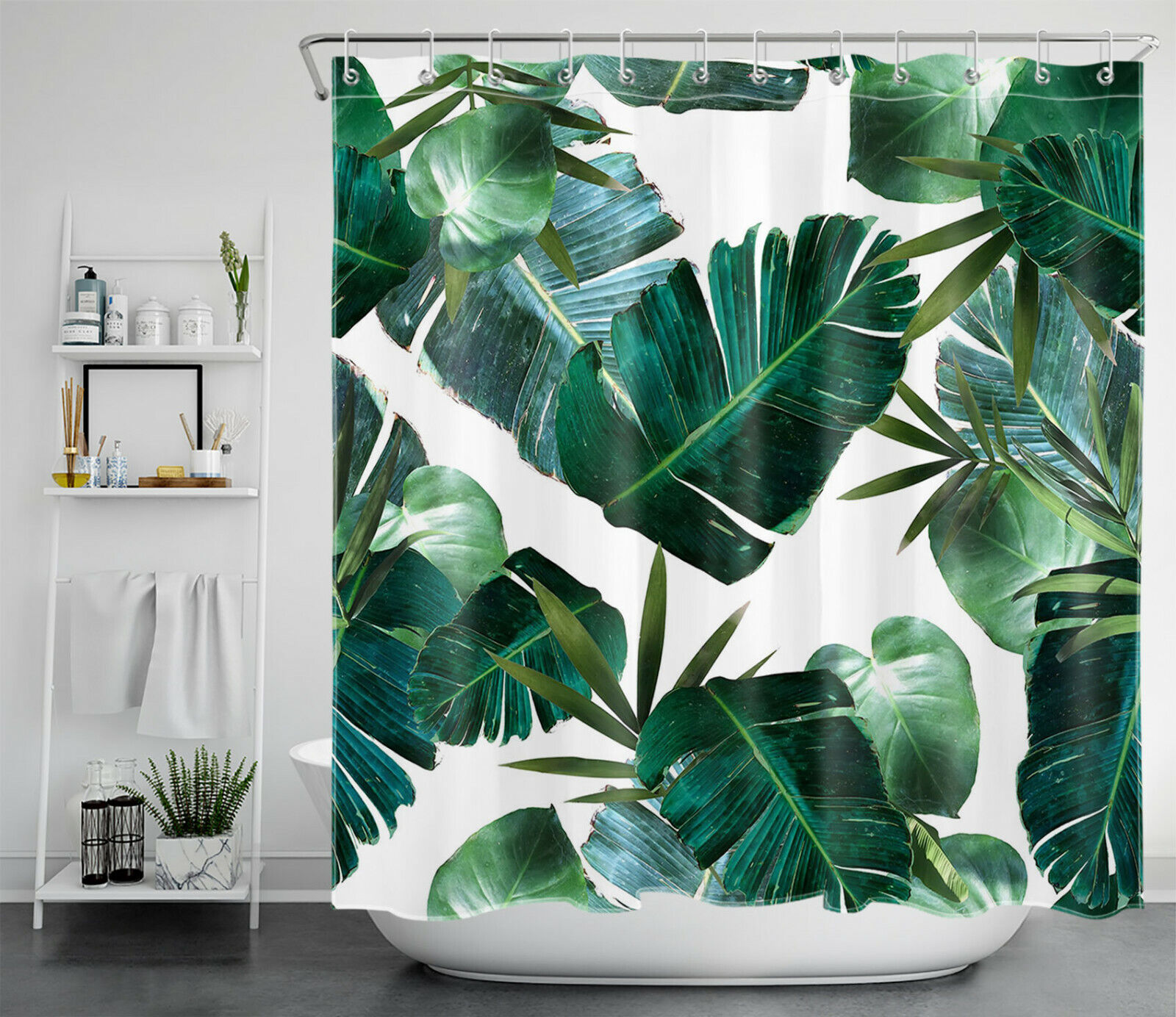 Green Banana Leaf Tropical Shower Curtain