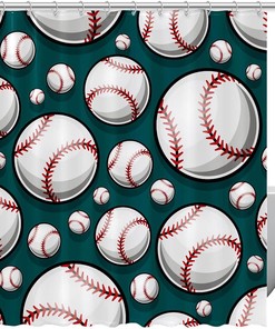 Green Baseball Shower Curtain With Unique Design