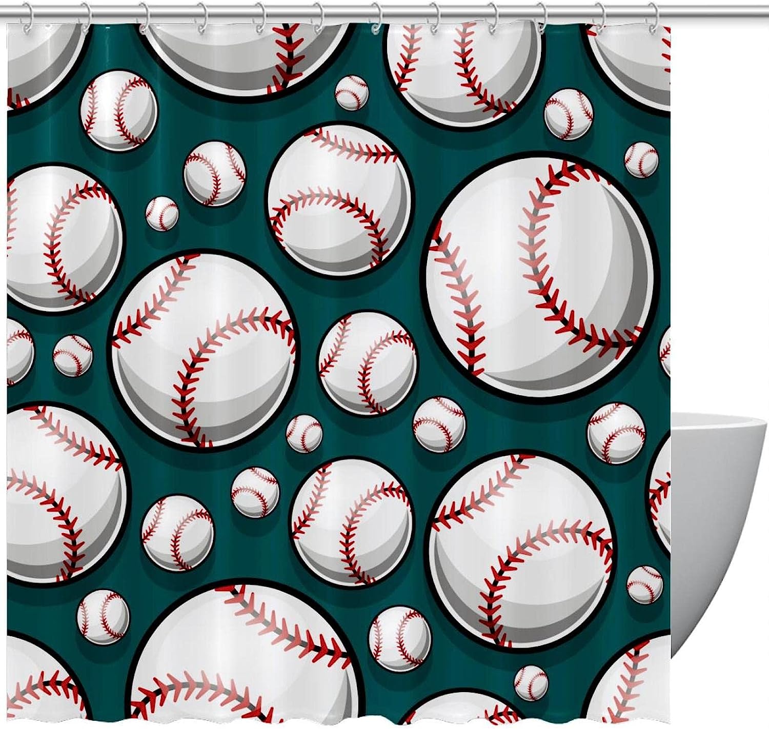 Green Baseball Shower Curtain With Unique Design