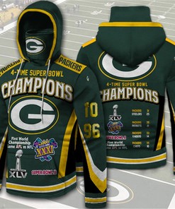 Green Bay Packers 3D All Over Print Hoodie For Fans - 4 Times Super Bowl Champions