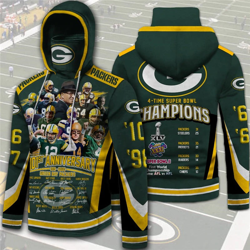 Green Bay Packers 3D All Over Print Hoodie For Fans - 4 Times Super Bowl Champions