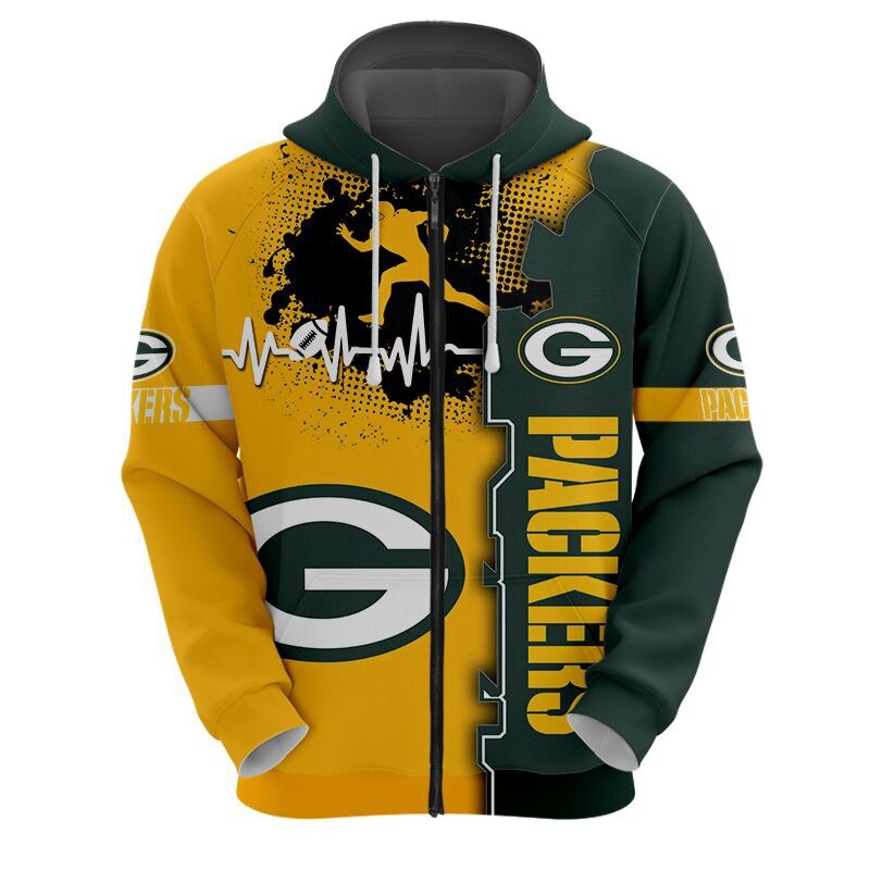 Green Bay Packers 3D All Over Print Zip Hoodie For Nfl Fans With Custom Design