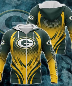 Green Bay Packers 3D Print Zipper Hoodie With All Over Print, Perfect For Fans