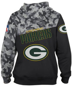 Green Bay Packers Military 3D Zip Hoodie Long Sleeve In Full Size, Perfect For Fans