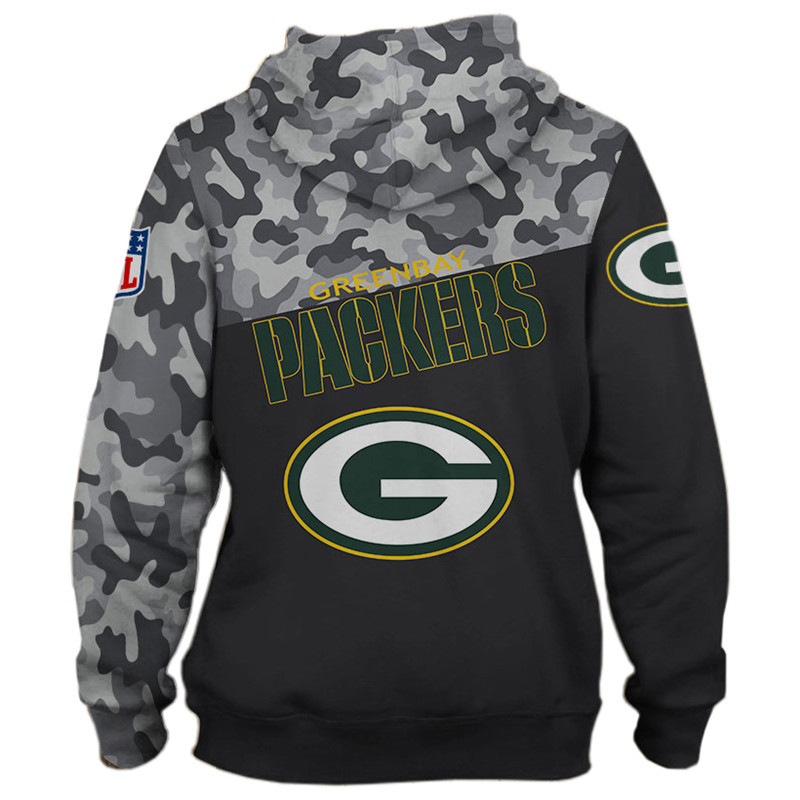 Green Bay Packers Military 3D Zip Hoodie Long Sleeve In Full Size, Perfect For Fans