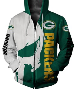 Green Bay Packers Skull 3D All Over Print Zip Up Hoodie For Men