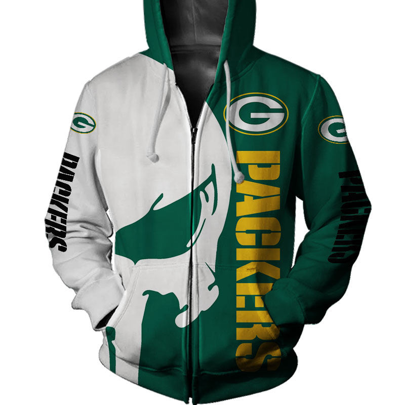 Green Bay Packers Skull 3D All Over Print Zip Up Hoodie For Men