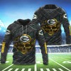 Green Bay Packers Skull 3D Hoodie - Great Gift For Fans