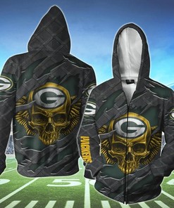 Green Bay Packers Skull 3D Hoodie - Great Gift For Fans