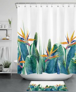 Green Bear Waterproof Shower Curtain For Nature-Themed Bathrooms 