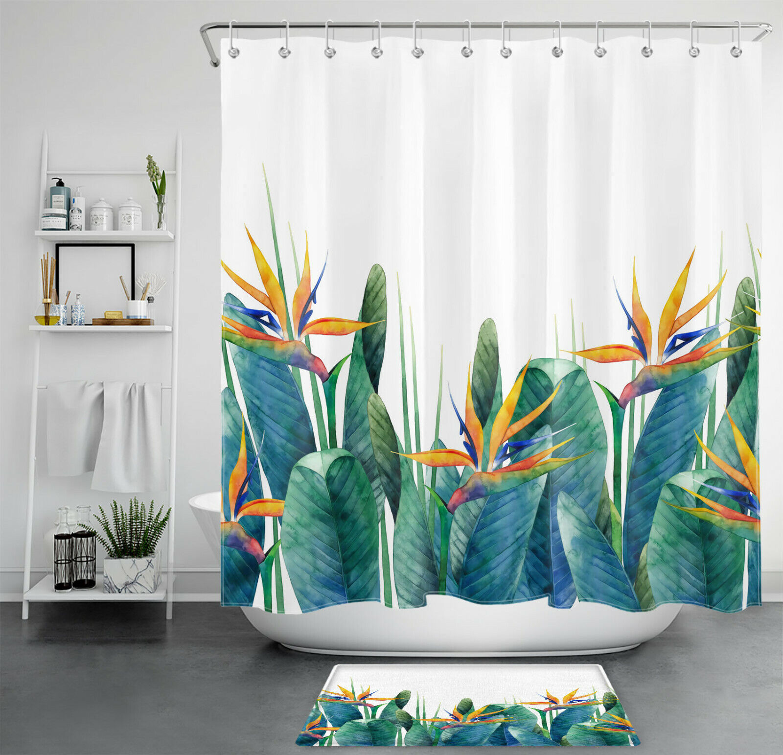 Green Bear Waterproof Shower Curtain For Nature-Themed Bathrooms