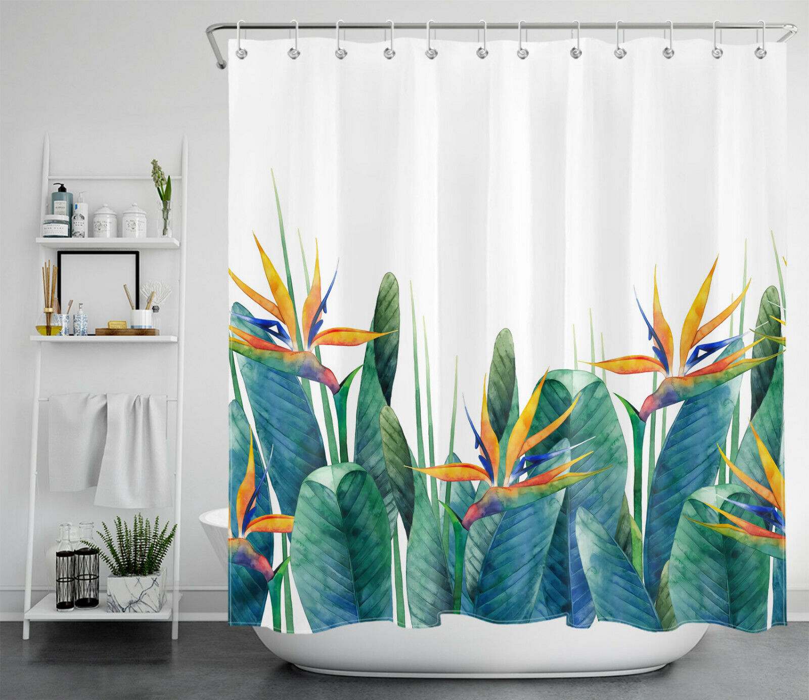 Green Bear Waterproof Shower Curtain For Nature-Themed Bathrooms