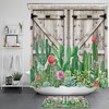 Green Botanical Succulent and Floral Shower Curtain for Bathroom Decor