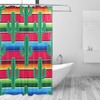 Green Cacti Print Waterproof Fabric Shower Curtain for Bathroom Decoration