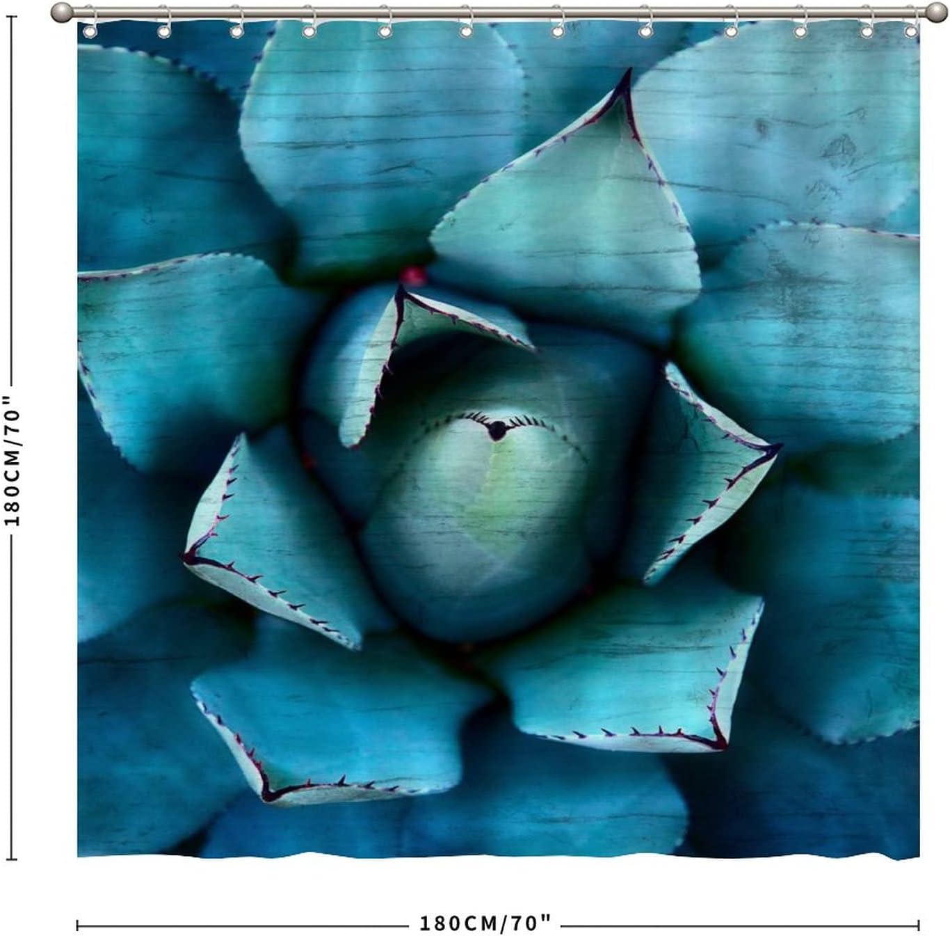 Green Cactus Shower Curtain for Water Repellent Bathroom Decor