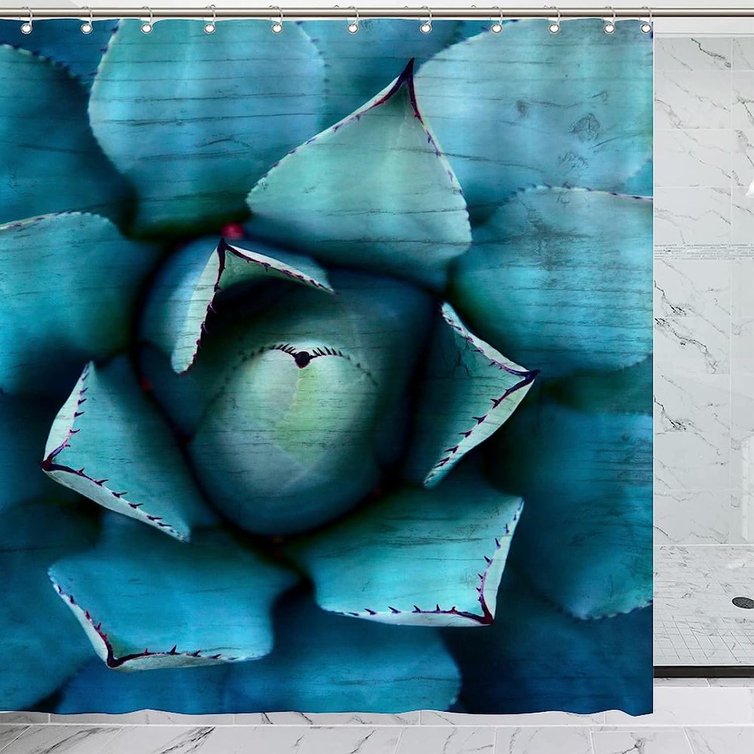 Green Cactus Shower Curtain for Water Repellent Bathroom Decor