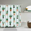 Green Cactus Succulent Shower Curtain For Botanical Bathroom