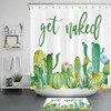Green Cactus and Flower Print Funny Quote Shower Curtain for a Playful Bathroom