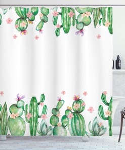 Green Coral Lavender Tender Blossoms And Barren Heath Mexico Style Romantic Natural Vegetation Shower Curtain