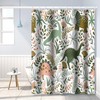 Green Dino Themed Tropical Leaves Shower Curtain for Kids Baby Bathtub Decorative