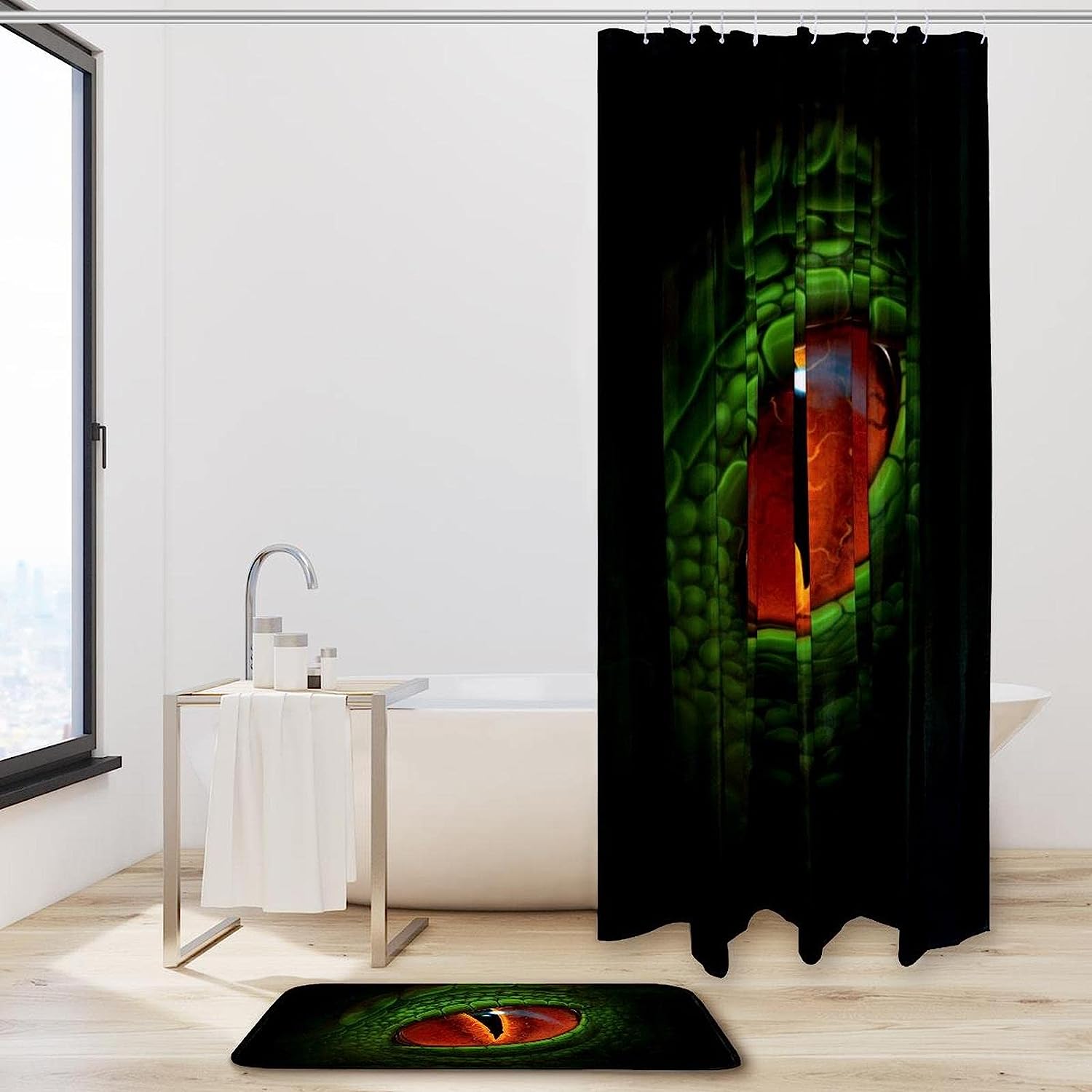 Green Dinosaur Shower Curtain With Waterproof Fabric For A Durable And Effective Bathroom Decor - Image 2