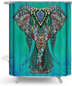 Green Elephant Shower Curtain for Wildlife Lovers with a Premium Print
