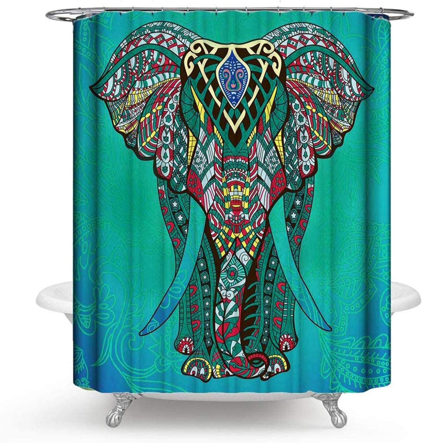 Green Elephant Shower Curtain for Wildlife Lovers with a Premium Print