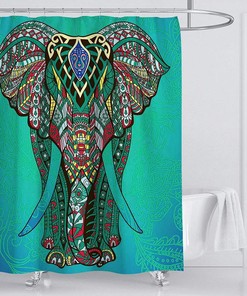 Green Elephant Shower Curtain for Wildlife Lovers with a Premium Print