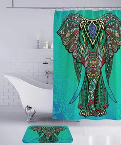 Green Elephant Shower Curtain for Wildlife Lovers with a Premium Print