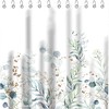 Green Eucalyptus Print Shower Curtain with Watercolor Leaves Design for Spring Bathroom Decor