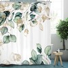 Green Eucalyptus Shower Curtain - Watercolor Leaves and Gold Plant Nature Design