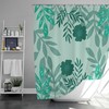 Green Floral Petals Shower Curtain Botanical Bathroom Decoration With Fabric Bath Mat