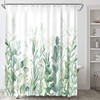 Green Floral Shower Curtain With Elegant Watercolor Eucalyptus Plant Leaves Design