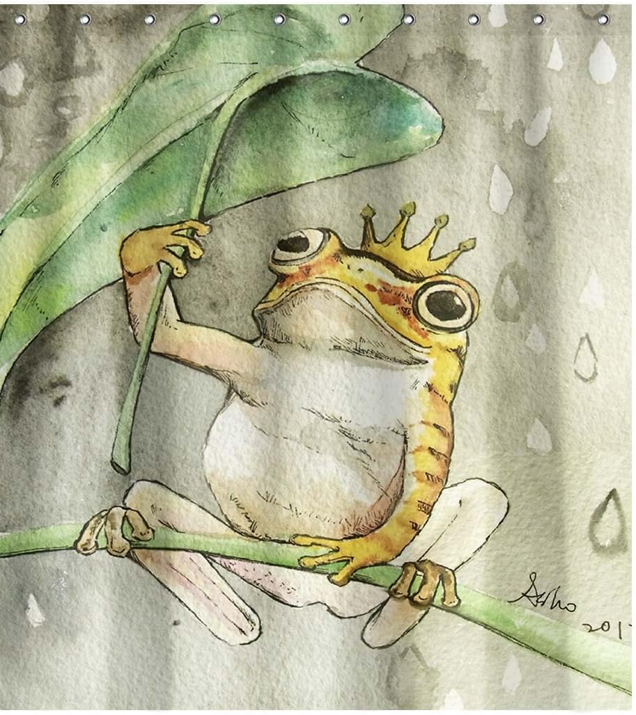 Green Frog King Shower Curtain - Unique Bathroom Decoration
