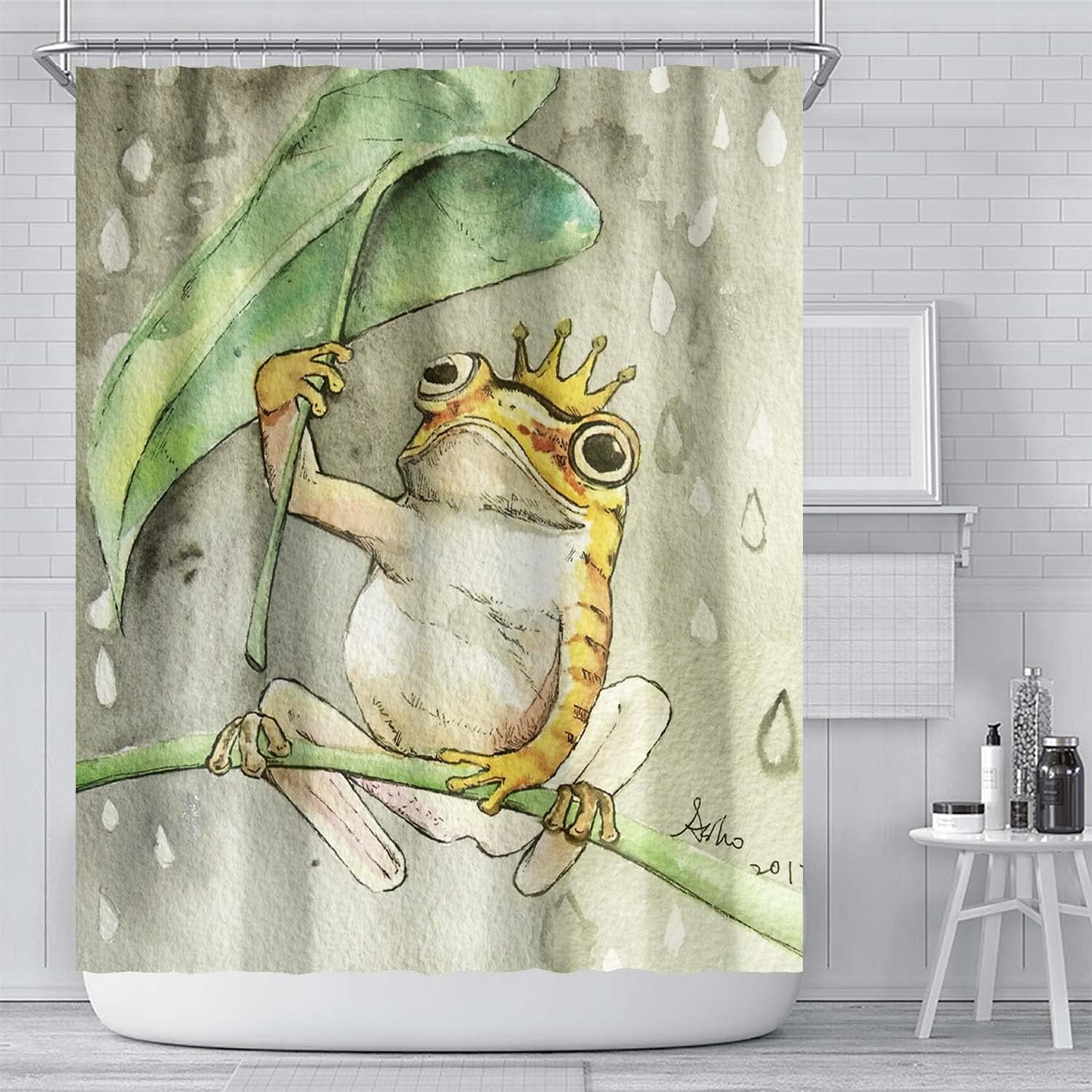 Green Frog King Shower Curtain - Unique Bathroom Decoration - Image 2