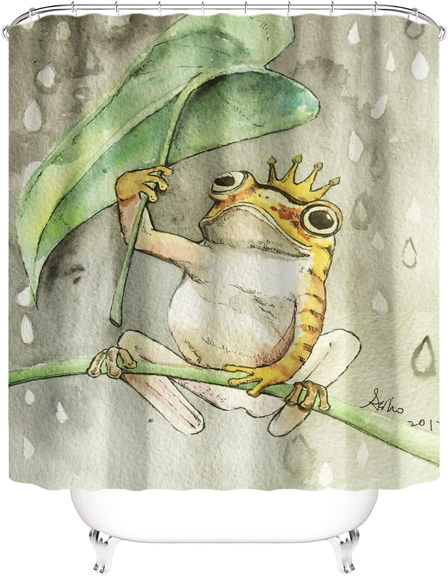 Green Frog King Shower Curtain - Unique Bathroom Decoration - Image 3